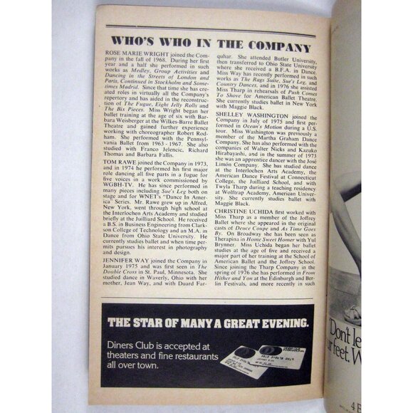 Twyla Tharp and Dancers Playbill 1980 Garden Theatre Rose Wright Tom Rawe - Picture 7 of 8